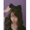 OJERRY Oversized Black Silk Star Detail Hair Ribbon Bow for Women, Bow Hair Metal French Barrette Clip, Old Money Dark Coquette Bow Aesthetic Gift Hair Accessories