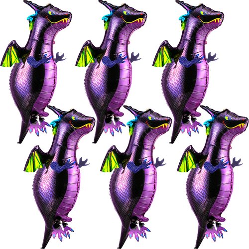 6 Pieces Magic Dragon Balloons Dragon-shaped Aluminum Foil Balloons, Flying Dragon Balloons for Dragon Medieval Theme Birthday Baby Shower Dragon Fantasy Party Supplies