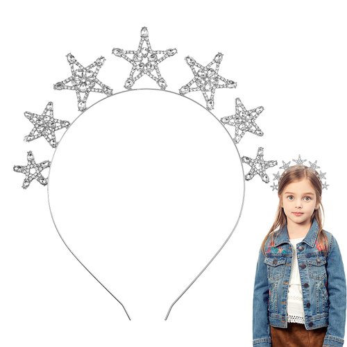 Rhinestone Star Headband Hollow Crystal Bridal Headpiece Headband Glitter Princess Hair Hoop Party Wedding Holiday Hair Styling Accessories for Women and Girls