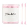 Beauty7 Double Ended Paper Stick Premium Cotton Swabs Buds Round & Spiral Shape Tip For Clean Care Beauty Makeup Cosmetic Tool (Pink, 200 Count)