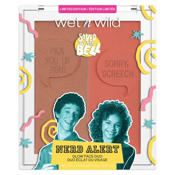 wet n wild Saved By The Bell Highlighter + Illuminator Glow Face Duo, Highlighter Makeup Powder, Illumniator Makeup Powder, Cruelty-Free Makeup, Nerd Alert, (1114535)