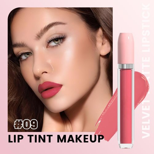 BINGBRUSH Super Stay Matte Longwear No-Budge Liquid Lipstick Makeup,Highly Pigmented Color and Instant Shine, Cheeky, Soft Matte Lip Cream Lightweight Lipgloss (09#&16#, Pack of 2)