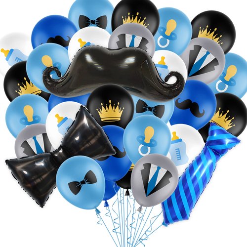 KARAQY Baby Boy Balloons Party Decorations Supplies, Blue and Black Balloons Set for Boys Birthday Baby Shower Party Decorations