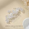 Latious Silver Bride Wedding Flower Hair Comb Floral Bridal Hair Clip Pearl Hair Piece Hair Accessories for Women and Girls