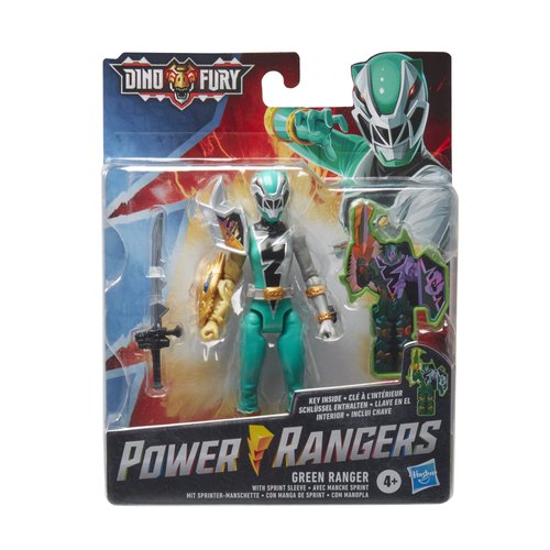 Power Rangers Dino Fury Green Ranger with Sprint Sleeve 6-Inch Action Figure Toy with Dino Fury Key, Chromafury Saber Accessory, Ages 4 and Up