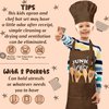 R HORSE Kid Apron and Chef Hat Set 2Pcs Adjustable Children Brown Chef Kitchen Apron, Dress up Role Play Chef Toy Cooking Baking Painting and Training Kits Kid Funny Cooking Birthday Gift for Kids