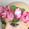 Hawaiian Leis Flower Headband Wristbands Tropical Hawaii Luau Leaf Necklace Bracelets Hair Hoops Wreath Women Headpiece Hair Bands Cosplay Costume Summer Beach Vacation Pool Party Decoration 24 Pack