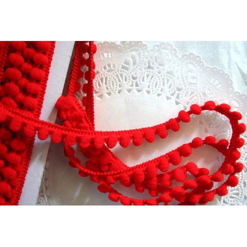 YYCRAFT 10 Yards 3/8" Wide Tiny Pom Pom Ball Fringe Trim DIY Craft Sewing Accessory for Home Curtain Clothes Pillow Decoration(pom Size 5mm,Red)