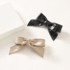 3 Pieces PU-leather Hair Bow Clip Bow Hair Clips Bow Hair Barrettes Handmade Knot Bow Barrettes Hair Pin Hair Bows Barrette Hair Accessories for Women, Black, White, Light-Coffee