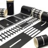 dspitwod Road Tape for Toy Cars Trains Play 6-Pack Black Car Track Tape, Parking Spot Stick to Floors and Table Flat Surface,No Residue, for Kids Gift (TAPE6)