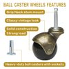 JGJC 2 inch Swivel Stem Ball Caster Wheels, Antique Furniture Casters Set of 4 with Socket, Solid Brass Casters with Stem (5/16" x 1-1/2"), Vintage Caster Wheels for Furniture, Desk, Chair, Trolley