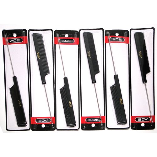 Ace Black Rat Tail Comb -- 6 per case.
