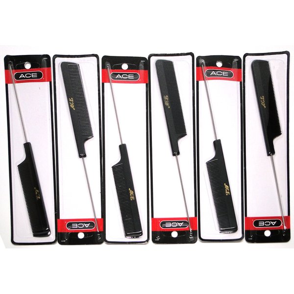 Ace Black Rat Tail Comb -- 6 per case.