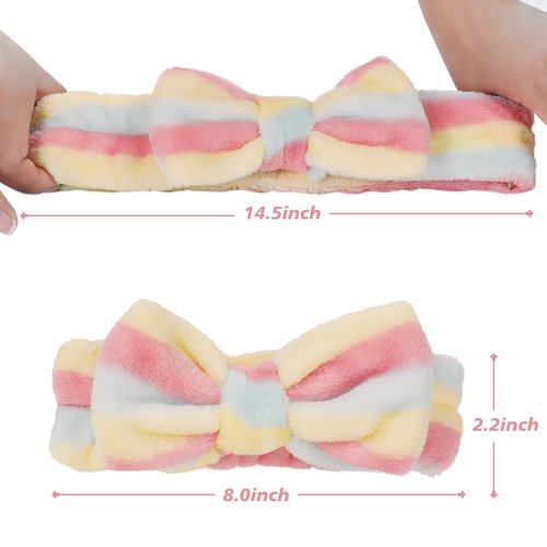 TDHDIKE Spa Headband Bow Facial Makeup Headband(9 Pcs),Soft Headband for Shower Washing Face, Extra Add 5 Gift Bags, Nice Gifts for Women Girls.