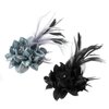 PATIKIL Floral Hair Clip, 2 Pcs Elegant Flower Feather Brooch Pin Hat Silk Wedding Party Dance Banquet Pins Accessories Camellia Charm Lady Dress Suit, Black & Gray with Black Feathers