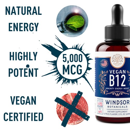 Vegan Vitamin B12 Liquid - Max Strength B12 Vitamins 5000 mcg Methylcobalamin Supplement - Liquid Vitamin B12 Sublingual Drops - Liquid B12 Vitamins Mood, Energy Support - Citrus Flavor B 12, 2oz
