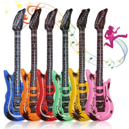 HomeMall 6 Colors 35 Inch Inflatable Guitar Toy, Rock Star Inflatable Electric Colorful Guitar, Rock and Roll Party Favor Supplies for Karaoke Themed Party, Children’s Birthday Party Decorations