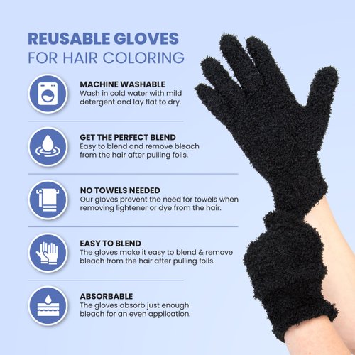 Salon Supply Co Microfiber Gloves - Black - Set of 2 - Reusable Gloves for Hair Coloring - Hair D...
