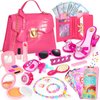 Little Girl Purse, Toddler Purse with Pretend Makeup Set, Hagpo Kids Play Purse Toys with Handbag, Heels, Princess Jewelry, Birthday Toys for Girls Ages 3 4 5 6