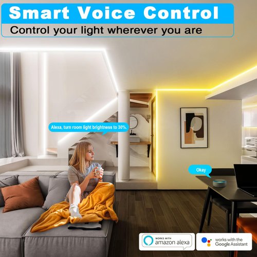 TENDIST 46FT White LED Strip Lights 3000K-6500K, Light Strip Cool and Warm White Alexa Compatible, Dimmable 24V App Smart LED Lighting with Remote, Under Cabinet Light for Kitchen, Bedroom, Closet