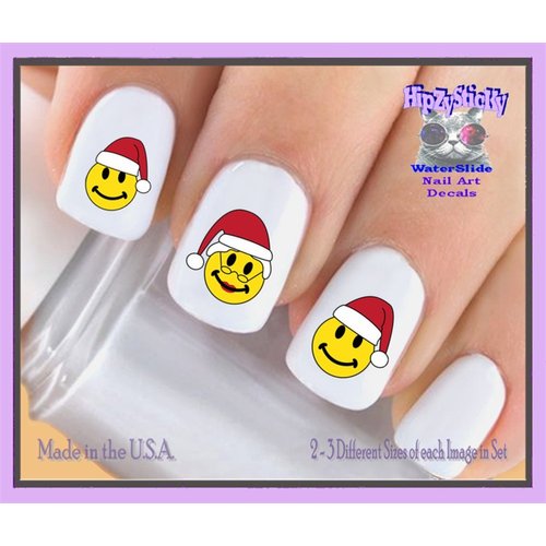 Holiday Christmas - Christmas 808X Mr & Mrs Santa Smiley Face Nail Decals - WaterSlide Nail Art Decals - Salon Quality DIY Manicure Nail Accessories Made in USA