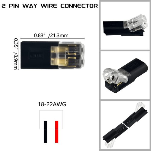 WMYCONGCONG 15 PCS Low Voltage Wire Connector Universal Compact Wire I Type Connectors 2 Pin No Wire-Stripping Required for 20/22 AWG Cable(I Type)