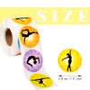 500 Pieces Gymnastics Stickers Gymnastics Art Girl Stickers Roll Round Decorative Seal Stickers Gymnast Party Favors for Birthday Gymnastics Party Classroom Reward