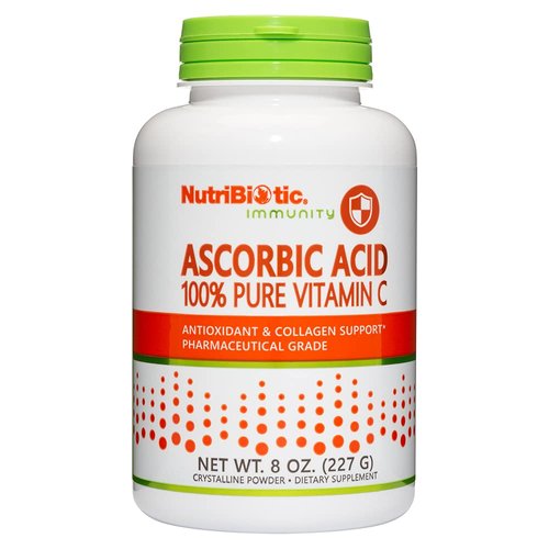 NutriBiotic Ascorbic Acid Vitamin C Powder, 8 Oz | Pharmaceutical Grade L-Ascorbic Acid, 2000 Mg Per Serving | Essential Immune & Antioxidant Collagen Support Supplement | Vegan, Gluten & GMO Free