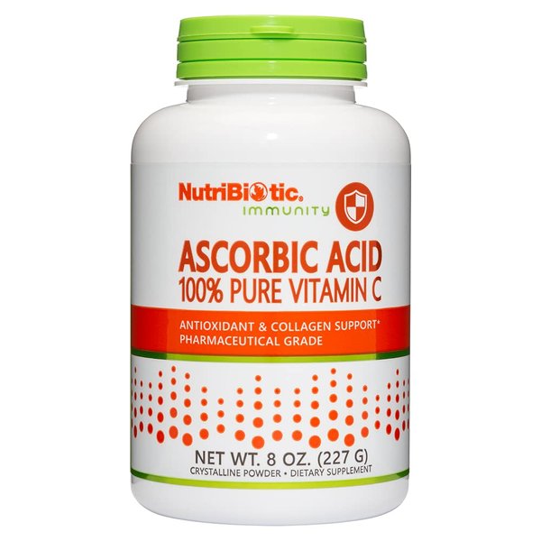 NutriBiotic Ascorbic Acid Vitamin C Powder, 8 Oz | Pharmaceutical Grade L-Ascorbic Acid, 2000 Mg Per Serving | Essential Immune & Antioxidant Collagen Support Supplement | Vegan, Gluten & GMO Free