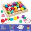 TooyBing Montessori Wooden Lacing Beads Toys for 2 3 4 Year Old Toddler Kids, Sequencing & Stacking Block Toy with Storage Box, STEM Preschool Learning Toys, Christmas Birthday Gifts for Boys Girls
