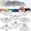 Winlyn 24 Sets Halloween Bat Suncatchers Ornaments Halloween Decorations DIY Window Paint Art Suncatchers Halloween Craft Kits Suncatchers Painting Kits for Kids Activities Classroom Art Project