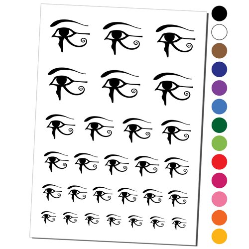 Wedjat Eye of Horus Udjat Egyptian Symbol of Protection Temporary Tattoo Water Resistant Fake Body Art Set Collection - Purple (One Sheet)