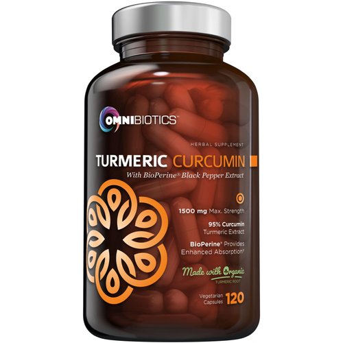Organic Turmeric Curcumin Supplement 1500mg with BioPerine | 95% Standardized Curcuminoid Extract & Organic Root Powder with Piperine Black Pepper Fruit (10mg), 120 Vegetarian Capsules