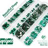 qiipii 24 Styles Emerald Green Nail Rhinestones Multi Shapes Flatback Green Crystals Gems Round Beads K9 Glass Stones Diamonds Jewels Nail Art Supplies Nail Charms for Nails Faces Eyes Makeup Crafts