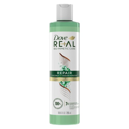 Dove RE+AL Bio-Mimetic Care Conditioner For Damaged Hair Repair Coconut + Vegan Keratin Silicone-Free Conditioner 10oz