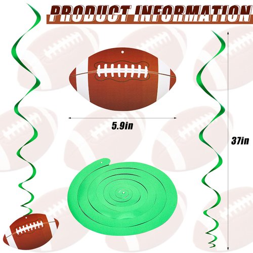 Gersoniel 15 Sets Football Party Decorations Football Hanging Swirls 2024 Football Birthday Decorations Game Day Sports Theme Party Supplies Indoor Outdoor Decor