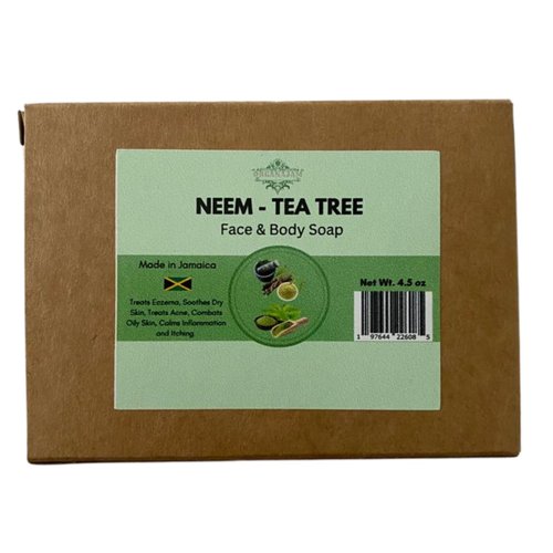 All Natural Neem Tea Tree 100% Organic Cold Process Handmade Exfoliating Soap Bar for Men & Women, Made in Jamaica