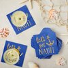 Juvale 50 Pack Blue Nautical Napkins for Let's Get Nauti Bachelorette Party Decorations, Gold Foil Anchor (5 x 5 In)