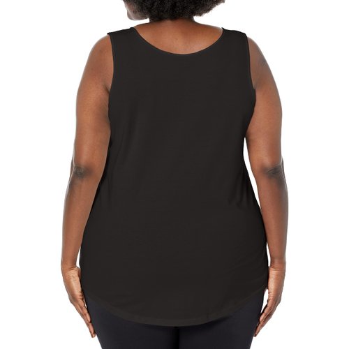 JUST MY SIZE womens Shirt-tail tank top and cami shirts, Black, 2X US