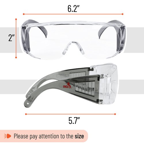 UNCO- Safety Goggles Over Glasses, Protective Goggles, Safety Goggles Anti Fog, Work, Safety Glasses Over Prescription