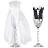 Bride and Groom Fabric Stemware Set - 9.5" x 6.5" (1 Pc) - Perfect for Wedding Toasts & Memorable Keepsakes