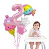 Ice Cream Birthday Decorations, 5 Pcs Dokuna Ice Cream Balloons 2nd Birthday Decorations for Girls, Giant Number 2 Foil Mylar Balloon, 2 Years Old Ice Cream Theme Birthday Party Supplies Decor (2nd)