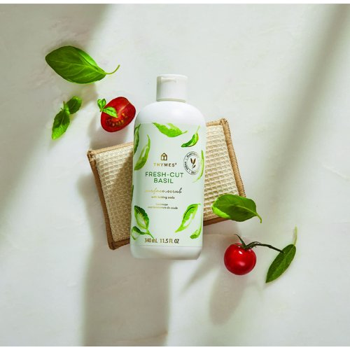 Thymes Soft Surface Scrub - Multipurpose Surface Cleaner - Fresh Scented Surface Scrub - Plant-Derived Cleaning Ingredients (Fresh-Cut Basil)