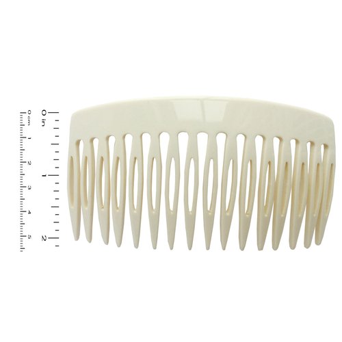 French Amie Classy 16 Teeth Solid Ivory Cream Handmade Celluloid Acetate Side Hair Comb