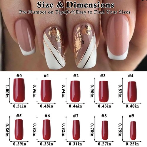 LoveOurHome 360pc Square Press on Nails Medium Fake Nails Full Cover Colored Square Nail Tips Glossy Long Tapered Square False Nails Press ons Acrylic Nail Artificial Fingernails for Women Girls