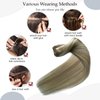 Sew in Hair Extensions Real Human Hair, 16 Inch 100G Weft Hair Extensions Human Hair, Balayage Ash Blonde to Blonde Highlights Hand Tied Weft Hair Extensions Human Hair Bundles Sew in Weft Extensions