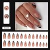 24Pcs Medium Long French Tip Press on Nails Almond Shaped Nude Pink Black Star Fake Nails Glitter Design Nail Decorations Full Cover Artificial Glue on Nails for Women Girls DIY Acrylic Nails Manicure