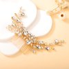 Teyglen Bridal Crystal Hair Comb Headband Gold Rhinestone Hair Comb Wedding Champagne Teardrop Crystal Hair Pieces Hair Jewelry for Bride Women Girls