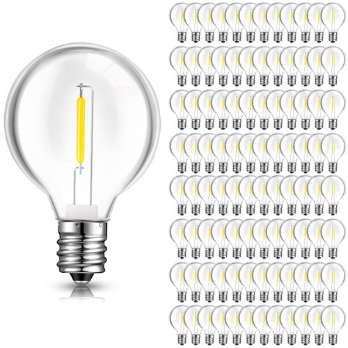 LEIFIDE G40 Light Bulbs 1w LED Globe Bulbs Replacement Outdoor LED Light Bulb Fits C7 and E12 Candelabra Screw Base Sockets LED String Light Bulbs Shatterproof Bulbs, Warm White 2700k (150 Pcs)