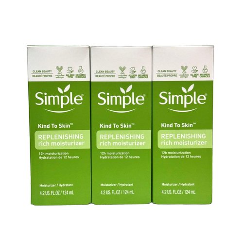 Kind simple to Skin Face Moisturizer For Sensitive Skin Replenishing Rich Moisturizer (Pack of 3) | 12-Hour | 12.6 oz